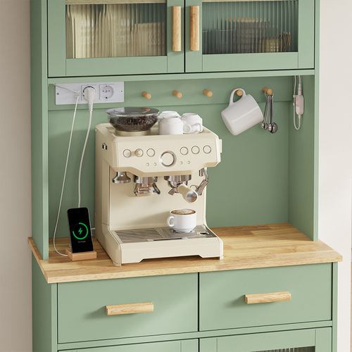 Vitrine De Cuisine Avec Tiroirs Vert 78x38x180cm Fsb108-e-gr
