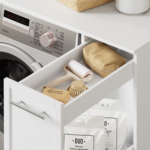 Meuble Sous-lave-linge Avec Roulettes Blanc 90x60x88cm BZr229-w