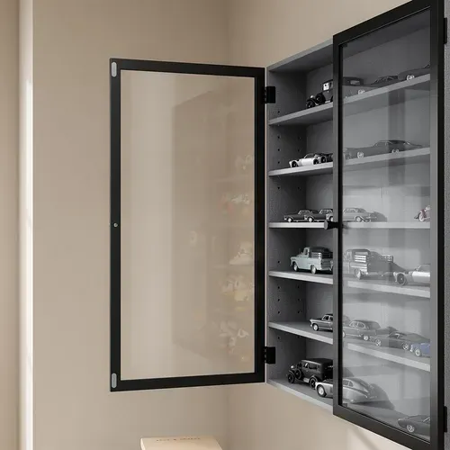 Vitrine Murale 2 Portes Gris 80x12,2x77,5 Cm Fsb113-h-dg