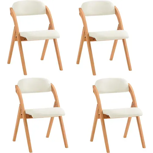Set De 4 Chaises Pliantes Blanches 47.5x41.5x77 Cm Fst92-wx4