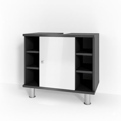 Vicco Meuble Sous Vasque Simple Anthracite/Chêne De Montagne 60x62cm Avec 2 Tiroirs