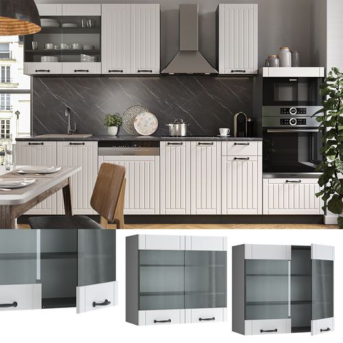 Vicco meuble de cuisine haut vitré Fame-Line, Anthracite