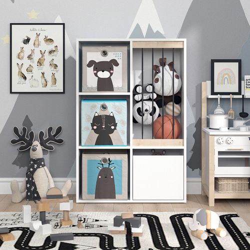 Bibliothèque Enfant Luigi 36231 Blanc 29.2x107.8cm Avec 2 Boxes Pliants Opt.4