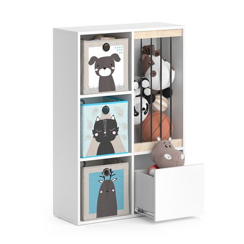 Bibliothèque Enfant Luigi 36231 Blanc 29.2x107.8cm Avec 2 Boxes Pliants Opt.4