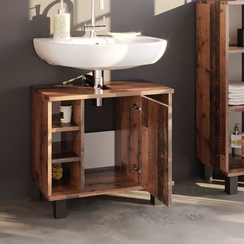 Meuble Sous Vasque Simple Fynn, Bois Antique, 60x54cm - Meuble vasque Meuble Sous Vasque Simple Fynn, Bois Antique, 60x54cm - Meuble vasque