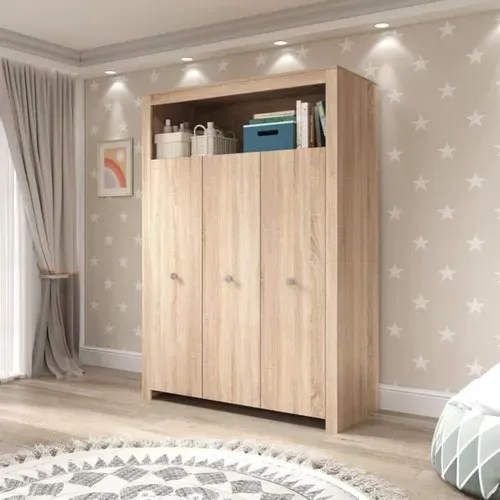 Ensemble Chambre Bébé Olivia 3 Pièces - Lit 70x140 Cm, Commode à Langer, Armoire 3 Portes