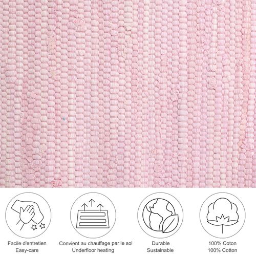 Tapis Réversible En Coton Happy Cotton 60x120 Cm - Rose