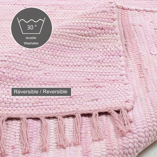 Tapis Réversible En Coton Happy Cotton 60x120 Cm - Rose
