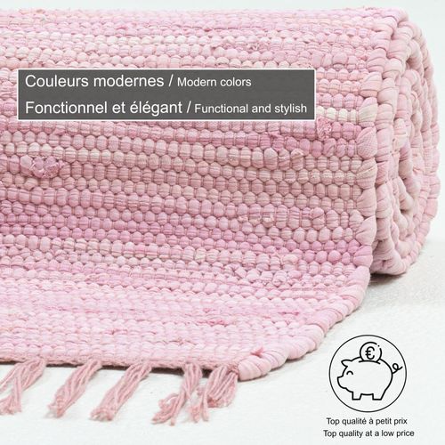 Tapis Réversible En Coton Happy Cotton 60x120 Cm - Rose