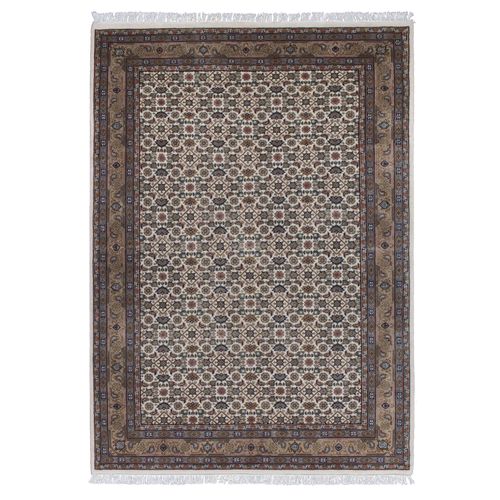 Tapis D'orient Noué à La Main Benares 200x300 Cm - Crème