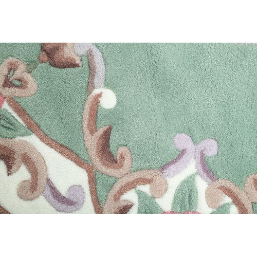 Tapis Tufté Main Avec Bordure En Design Aubusson - Ming 150x150 Cm - Vert