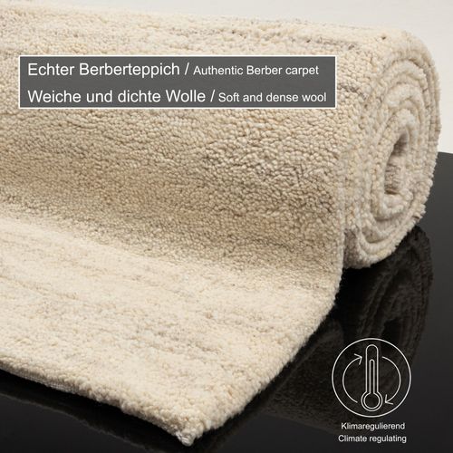 Tapis Berbère Original En Laine Hadj 200x250 Cm - Beige