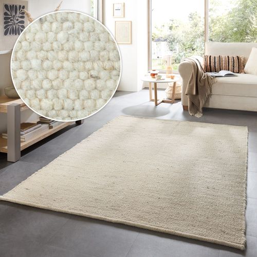 Tapis En Laine Réversible Alm-glück 60x90 Cm - Crème