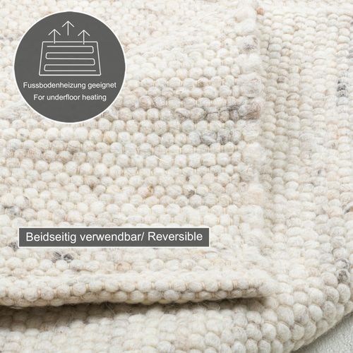 Tapis En Laine Réversible Alm-glück 60x90 Cm - Crème