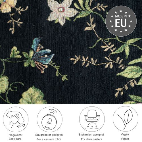 Tapis Floral Tissé Plat Flomi 60x90 Cm - Noir