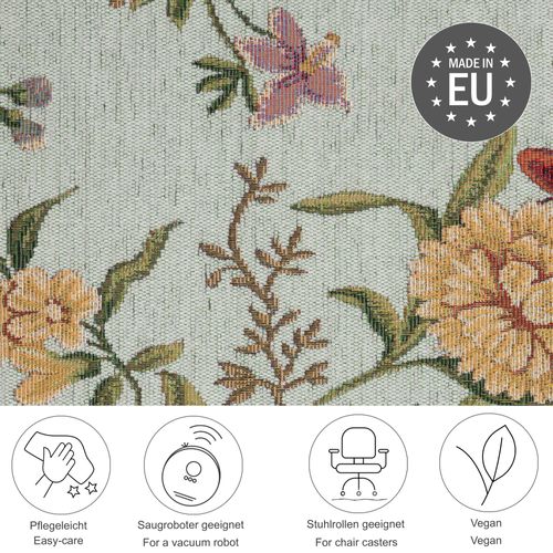 Tapis Floral Tissé Plat Flomi 80x150 Cm - Menthe