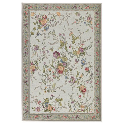 Tapis Floral Tissé Plat Flomi 80x150 Cm - Menthe