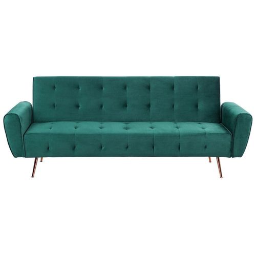 Canapé Convertible 3 Places Velours Vert Émeraude Selnes