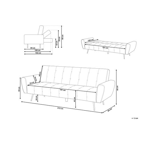 Canapé Convertible 3 Places Velours Vert Émeraude Selnes