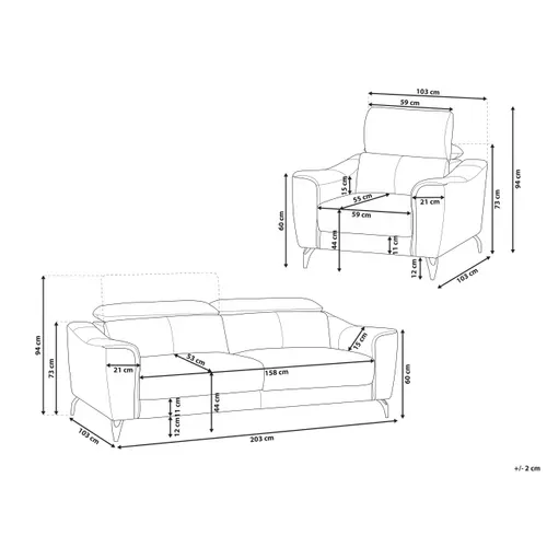 Ensemble Canapé Et Fauteuil En Cuir Marron Doré 4 Places Narwik