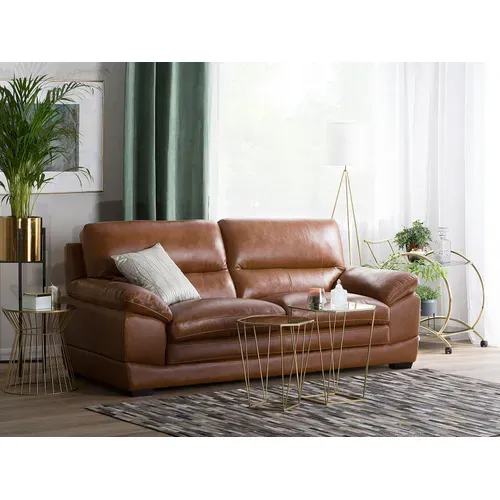 Canapé 3 Places En Cuir Véritable Et Cuir Pu Marron Horten