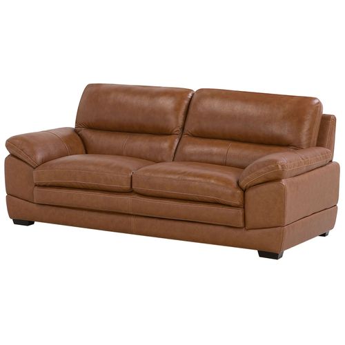 Canapé 3 Places En Cuir Véritable Et Cuir Pu Marron Horten