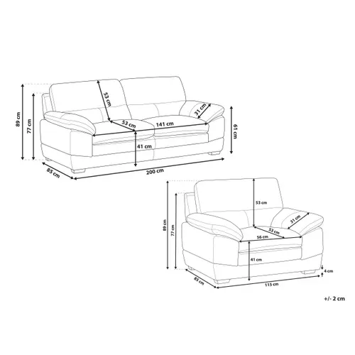 Ensemble Canapé Et Fauteuil En Cuir Marron Doré 4 Places Horten