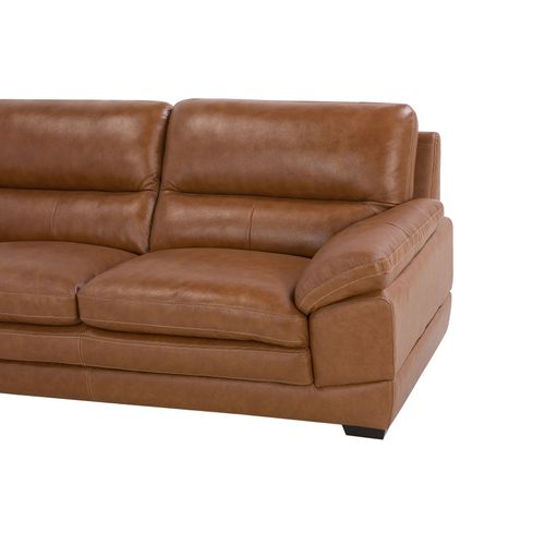 Ensemble Canapé Et Fauteuil En Cuir Marron Doré 4 Places Horten