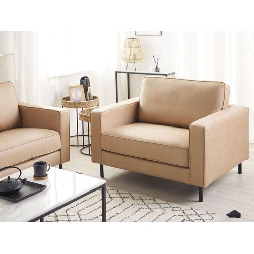 Ensemble Canapé Et Fauteuil En Cuir Pu Beige 4 Places Savalen