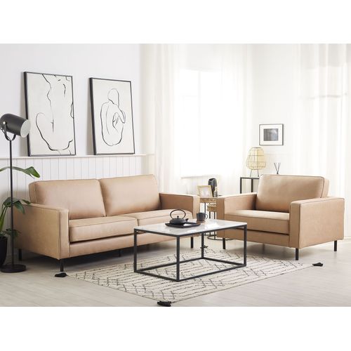 Ensemble Canapé Et Fauteuil En Cuir Pu Beige 4 Places Savalen