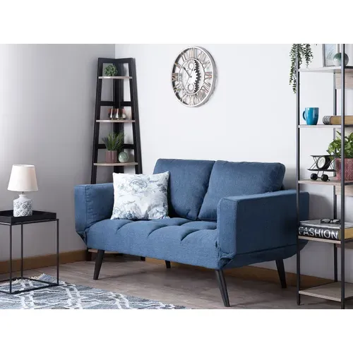 Canapé Convertible 2 Places En Tissu Bleu Marine Brekke