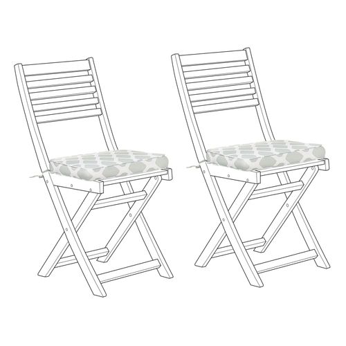 Lot De 2 Coussins Vert Et Blanc Pour Chaises De Jardin Fiji