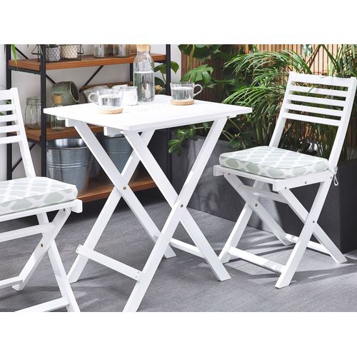 Lot De 2 Coussins Vert Et Blanc Pour Chaises De Jardin Fiji