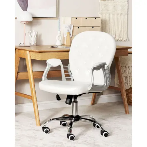 Chaise De Bureau Cuir Pu Blanc Princess