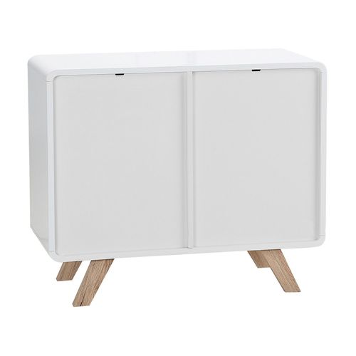 Commode Blanche Et Bois Clair Milo