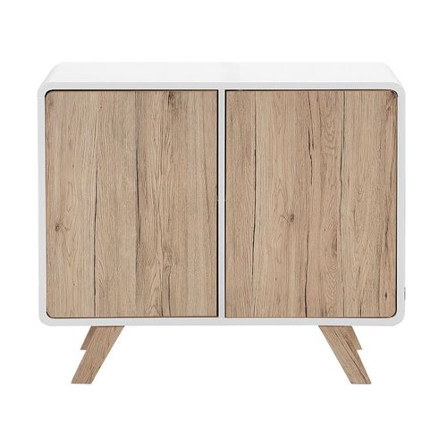 Commode Blanche Et Bois Clair Milo