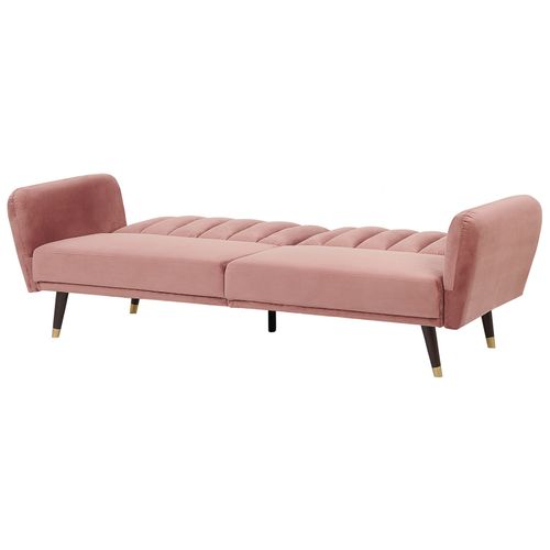 Canapé Convertible 3 Places En Velours Rose Vimmerby