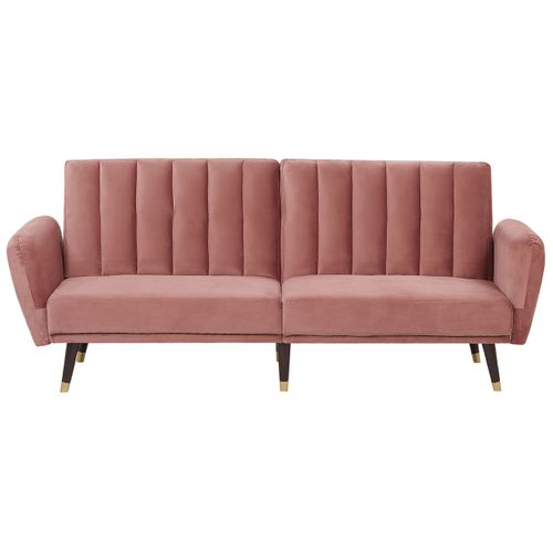 Canapé Convertible 3 Places En Velours Rose Vimmerby
