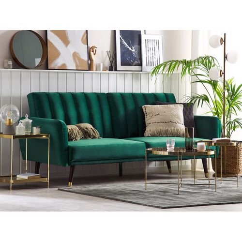 Canapé Convertible 3 Places En Velours Vert Foncé Vimmerby