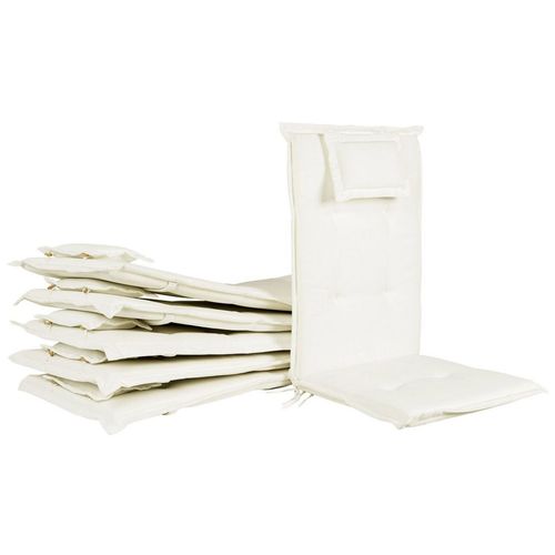Lot 6 Coussin Chaises Jardin 40cm Blanc Beige - Fabriqué Italie Déhoussable