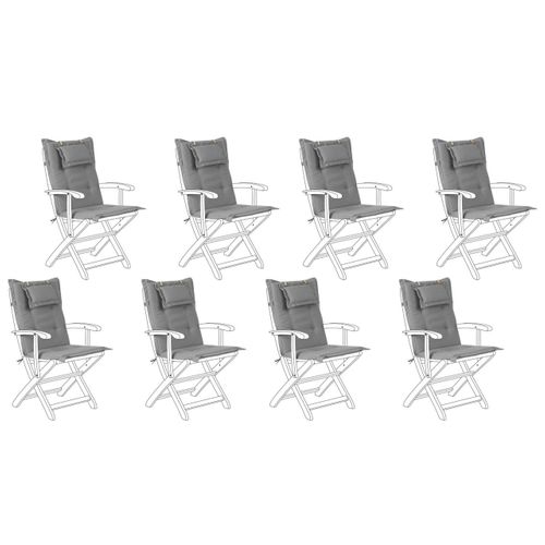 Set De 8 Coussins En Tissu Gris Pour Chaises De Jardin Maui
