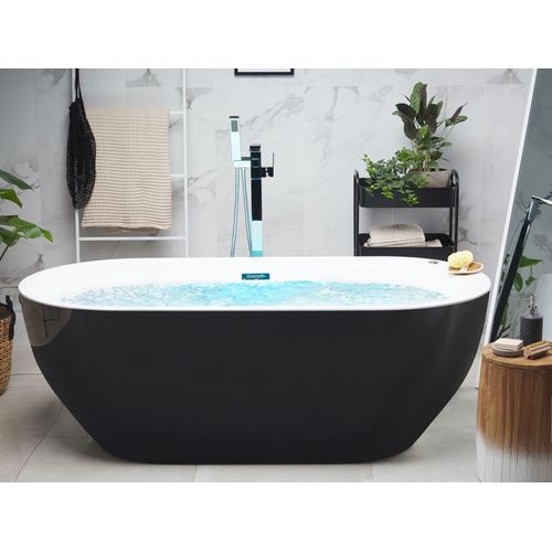 Baignoire Balnéo Îlot Avec LED Nevis 170 X 80 Cm Noir