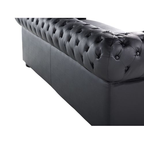 Ensemble Canapé Et Fauteuil En Cuir Noir 4 Places Chesterfield