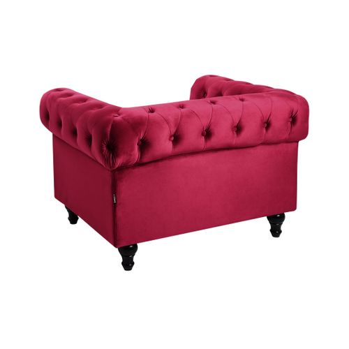 Velours Fauteuil Rouge Foncé Chesterfield