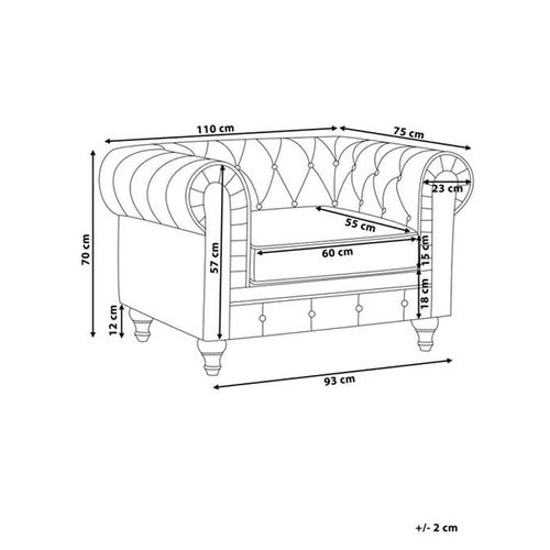 Velours Fauteuil Rouge Foncé Chesterfield