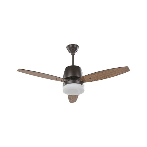 Ventilateur De Plafond Effet Bois Foncé Avec Lampe Blanche Mlava