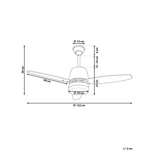 Ventilateur De Plafond Effet Bois Foncé Avec Lampe Blanche Mlava