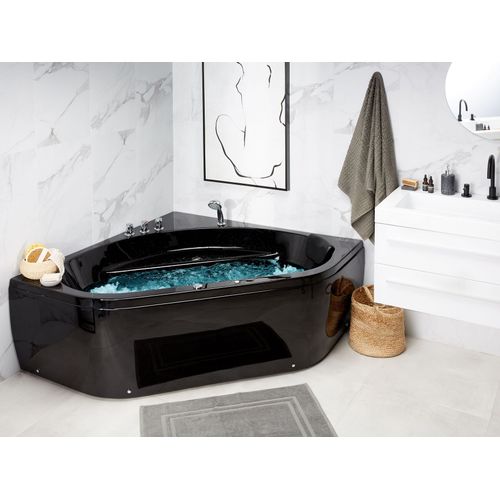 Baignoire D'angle à Remous Avec LED Meves 140 X 140 Cm Noir