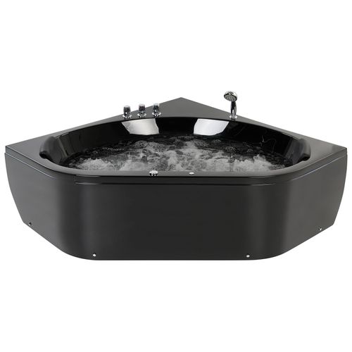 Baignoire D'angle à Remous Avec LED Meves 140 X 140 Cm Noir