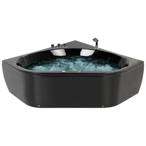 Baignoire D'angle à Remous Avec LED Meves 140 X 140 Cm Noir